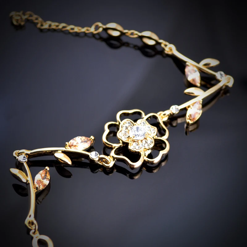W232 AAA Цирконий Trefoil цветок женские браслеты Роскошные ювелирные изделия оптом 2017