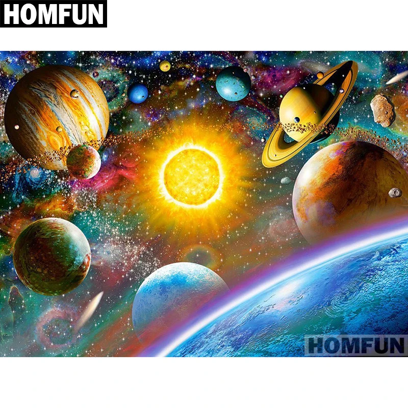 HOMFUN полная квадратная/круглая дрель 5D DIY Алмазная картина "Космическая планета" 3D вышивка крестиком 5D домашний декор A01050
