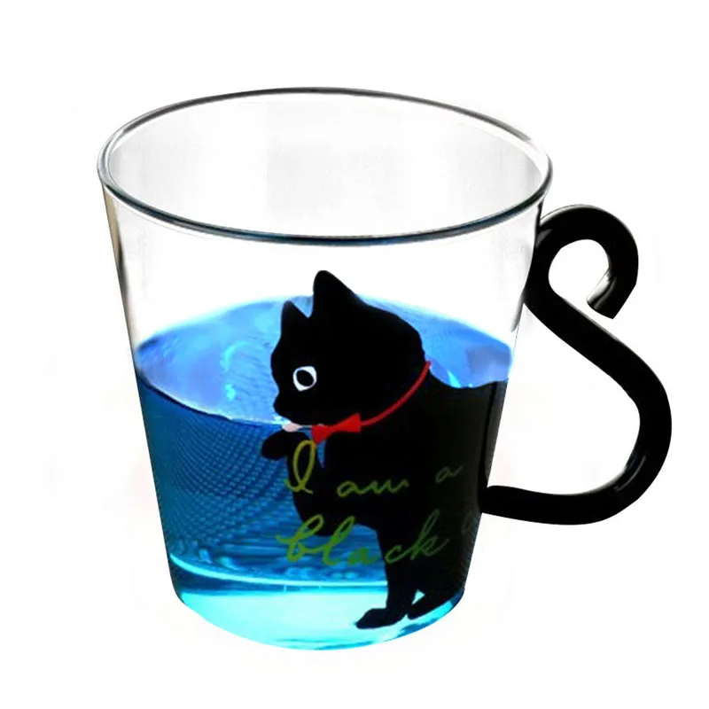 Justdolife 8,5 унций Милая креативная кружка для кофе с котом и молоком, стеклянная кружка для воды, чашка для чая, чашка с рисунком котенка для дома и офиса, чашка для фруктового сока