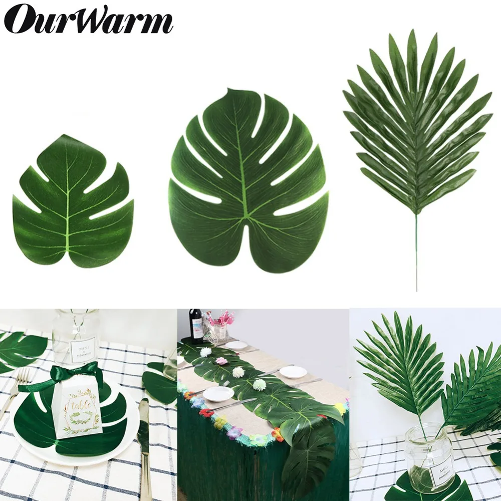 OurWarm 12 шт. товары для вечеринок в джунглях искусственные тропические Пальмовые