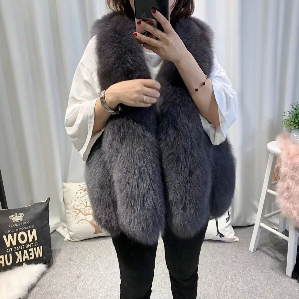 New Arrival Real Fox Fur Sleeveless Jacket Whole Skin Genuine Fox Fur Vest Fashion Winter Natural Fox Fur Outwear enlarge