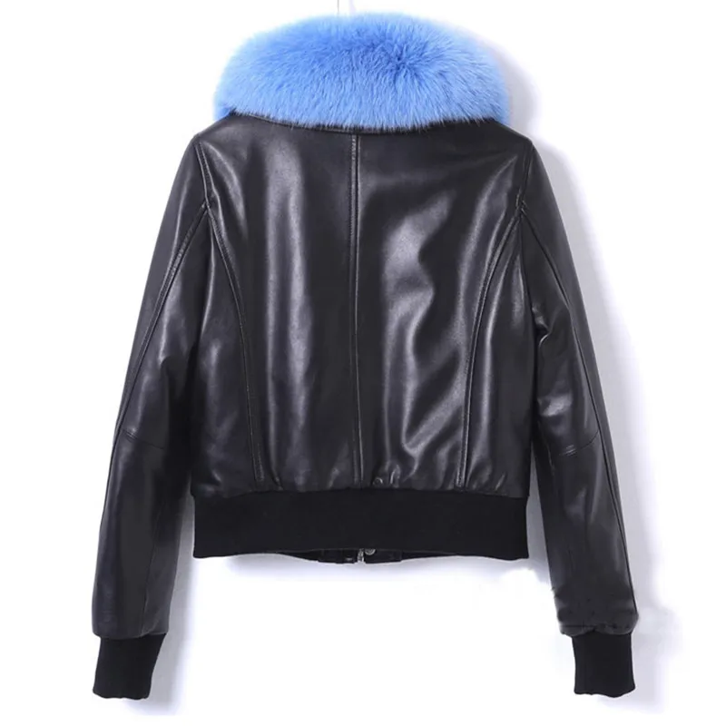 QAZXSW 2018 New Women's Winter Genuine Leather Outer Down Jacket Short Sheepskin Thick Warm Fashion Coat LE475 | Женская одежда