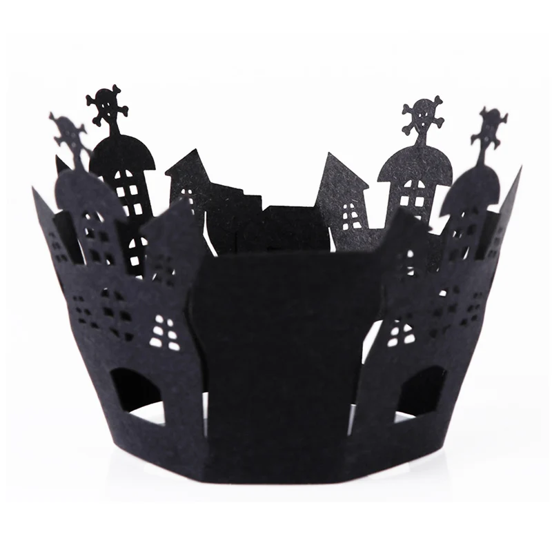 Quickdone 12 шт. Завертчицы Обертывания случае Хэллоуин Лазерная резка торт украшение