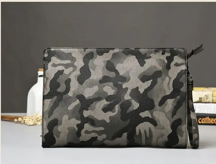 Мужская камуфляжная Сумка конверт из ПУ кожи унисекс|leather clutch for men|leather gloves fur