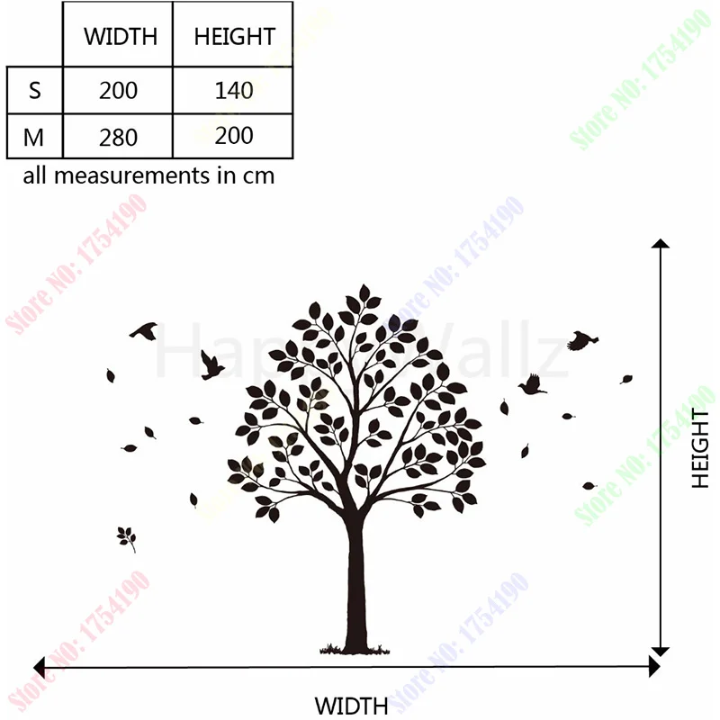 Large Tree Wall Sticker Family Tree Wall Decal DIY Removable Wall Decoration Vinyl Tree Wallpaper