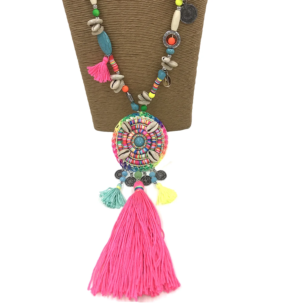 Женское Ожерелье с длинной бахромой разноцветное ожерелье ручной работы в