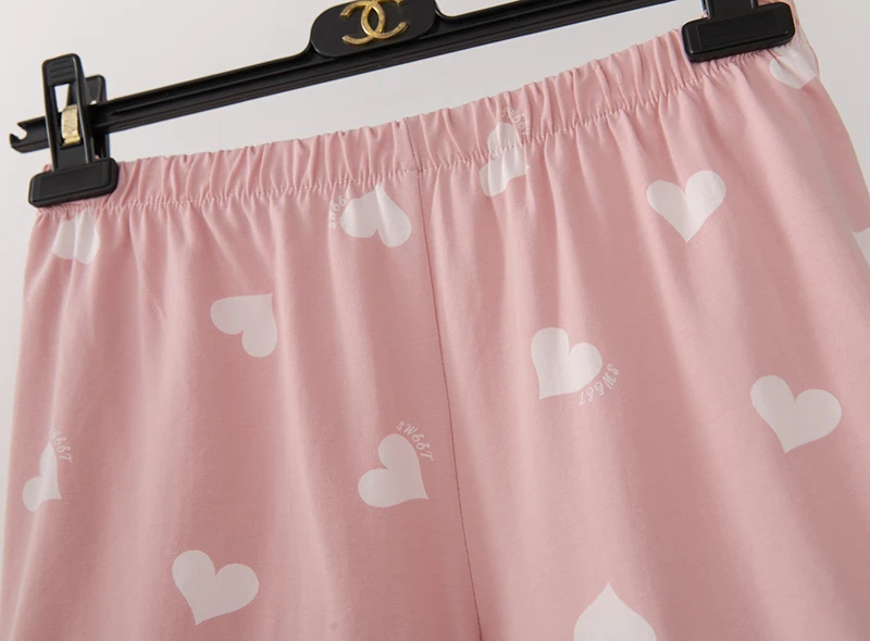Плюс Pijama 4XL 5XL Женские Сердца Печатает пижаму с коротким рукавом шорты пижамы Хлопок Домашняя одежда розовые пижамы