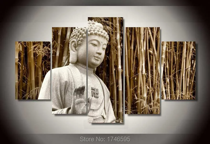 

Big size living room decor home decor Wall Art Picture print Buddha brown bamboo forest oil Painting on Canvas art prints PT0277