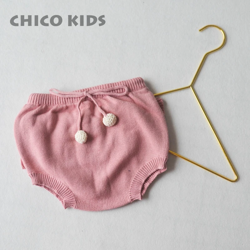Baby Boys Girls Knitted Cotton PP Shorts W/ Ruffles &amp 3 colors Infant Balls shorts Bloomers | Детская одежда и обувь