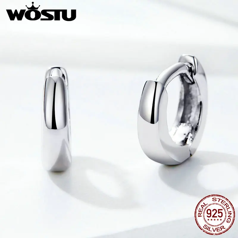 Женские круглые серьги кольца WOSTU маленькие из стерлингового серебра 925 пробы