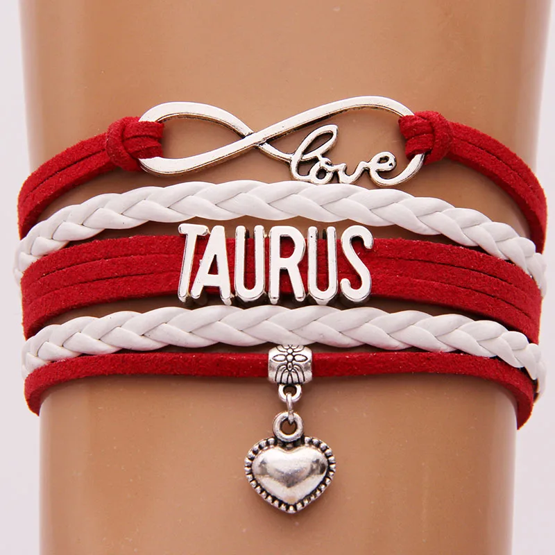 (10 шт./лот) браслет Бесконечность любовь &quotТелец&quot 12 Созвездие сердце очарование