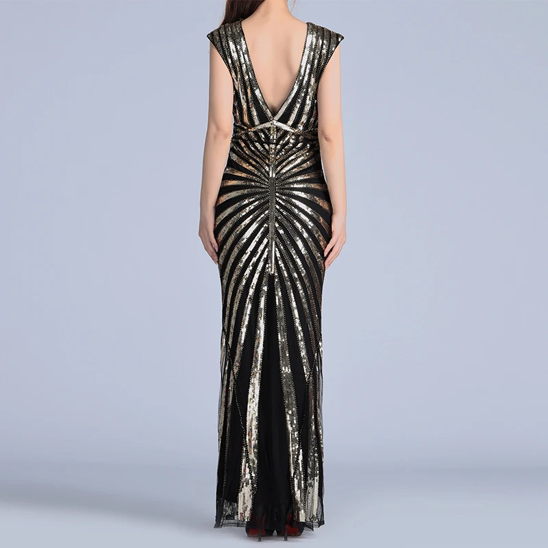 

Beateen 2019 New Arrivals Sexy Vestidos Slash Neck Sleeveless Backless Sequined Bodycon Gown Women Party Hollow Out Maxi Dress