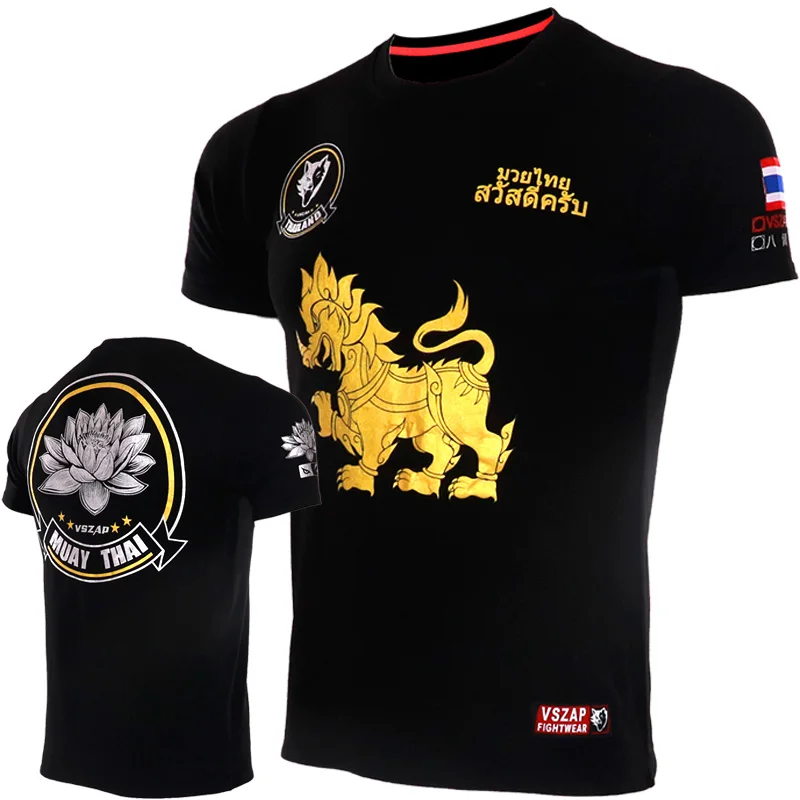 Мужская футболка с принтом лотоса и кирина Vszap Muay Thai короткими рукавами для ММА
