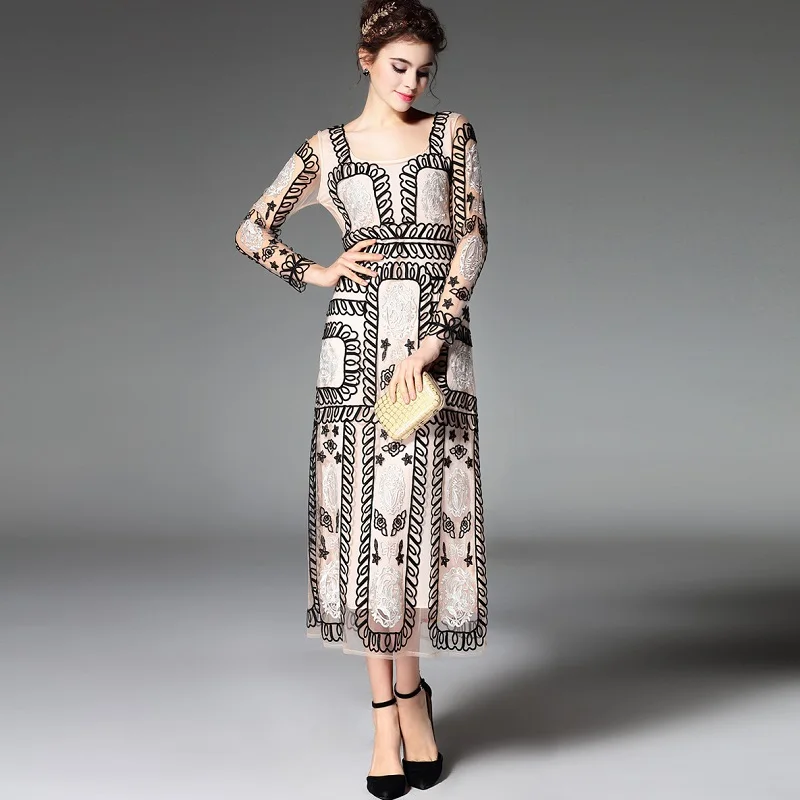 Новый бренд Китайский Стиль платье 2018 весна вечерние Vestidos женщина квадратный
