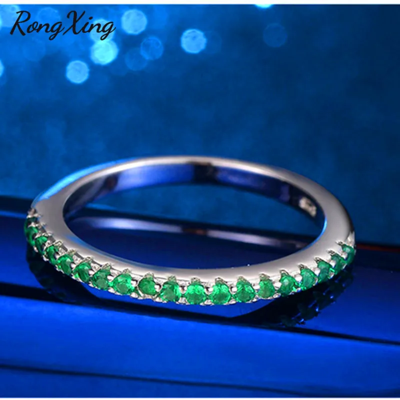 RongXing 8 цветов белый/зеленый/синий камень кольца для женщин однорядное круглое