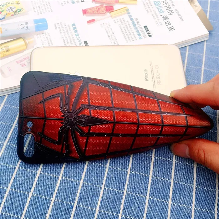 Cute Cartoon Super Captain America Spider Man cases For iphone 7 8 8plus 6 6s 7plus plus Back Cover silicone relief Case |
