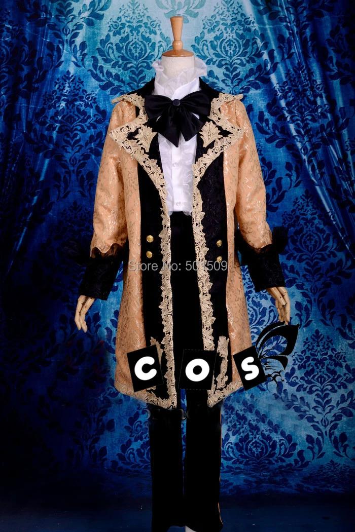 Светло оранжевый кружевной Вокалоид Косплей Средневековая мужская куртка