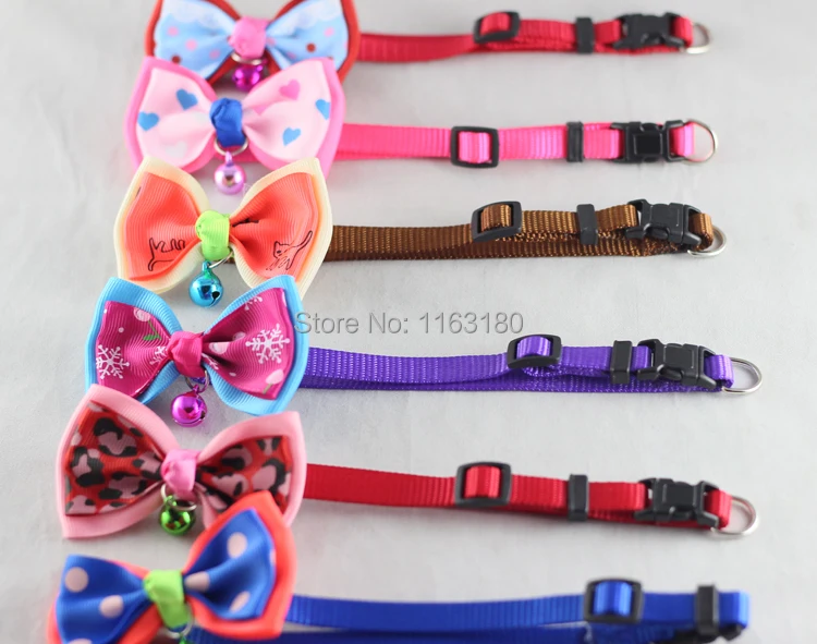 12 pcs/lot NEW POLYESTER DOG PUPPY CAT BOW TIE NECKTIE CUTE BOWKNOT PET COLLARS WITH BELLS | Дом и сад