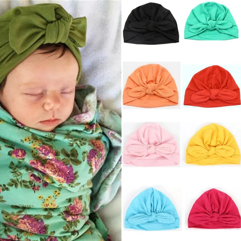 

2023 New Autumn And Winter Baby Rabbit Ears Knotted Headgear Hat Toddlers Hats For Boys And Girls Cute Newborn Bonnet