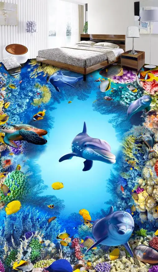 

3d flooring wallpaper 3d ocean self adhesive Underwater World wallpapers 3d bathroom Living room bedroom 3d floor