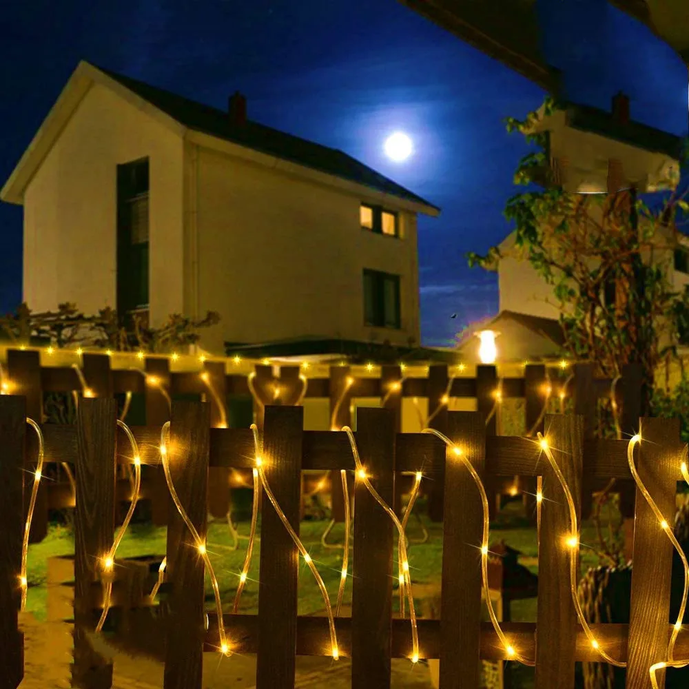 Outdoor Rope String Lights 5M 50LED Waterproof Tube Light Copper Wire Fairy Lights for Garden Fence Yard Party Wedding Decoratio