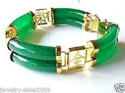 Новинка двухрядные зеленые нефритовые звенья позолоченные женские браслеты с