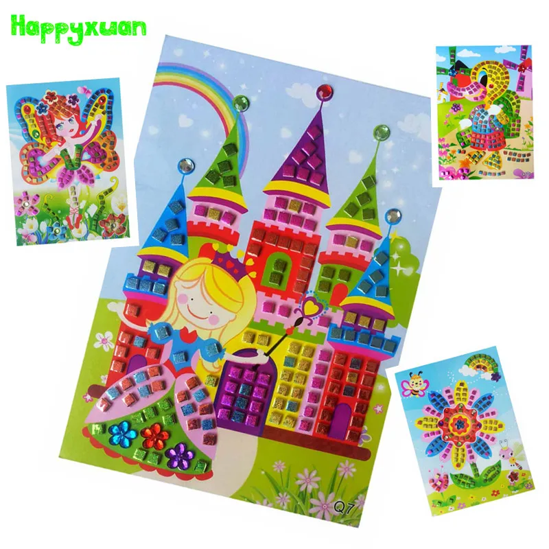 Happyxuan 12 шт. 3D мозаичные наклейки художественная детская головоломка липкая Eva Сделай Сам Набор для рукоделия Монтессори дошкольные развивающие игрушки креативные