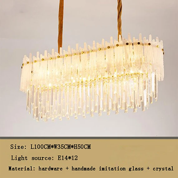 L100 x W35 x H40CM Jmmxiuz легкая роскошная люстра для гостиной, хрустальная люстра, Современная дизайнерская модель, спальня на вилле, ресторан, хрустальная лампа - Цвет абажура: L100 x W35 x H40CM