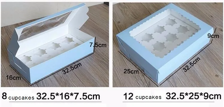 

20PCS Kraft 6 Cupcake box and packaging paper cardboard kraft cake box with clear pvc window 8 cupcake 4 gift packing craft box
