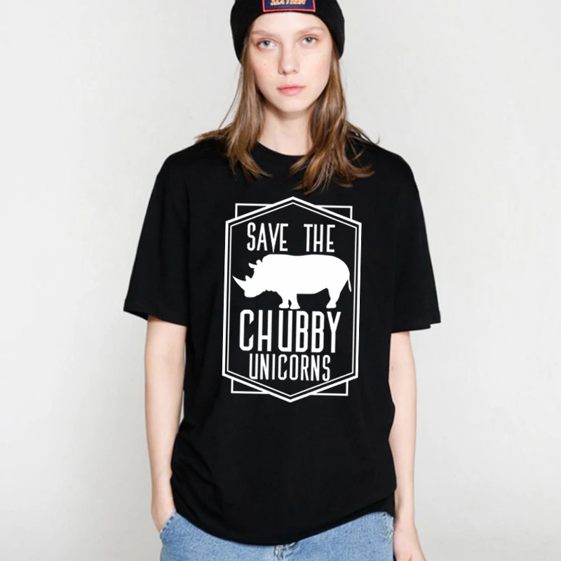 Showtly Rhinoceros рубашка "Save the Chubby Unicorn" Забавные футболки женские Графические топы
