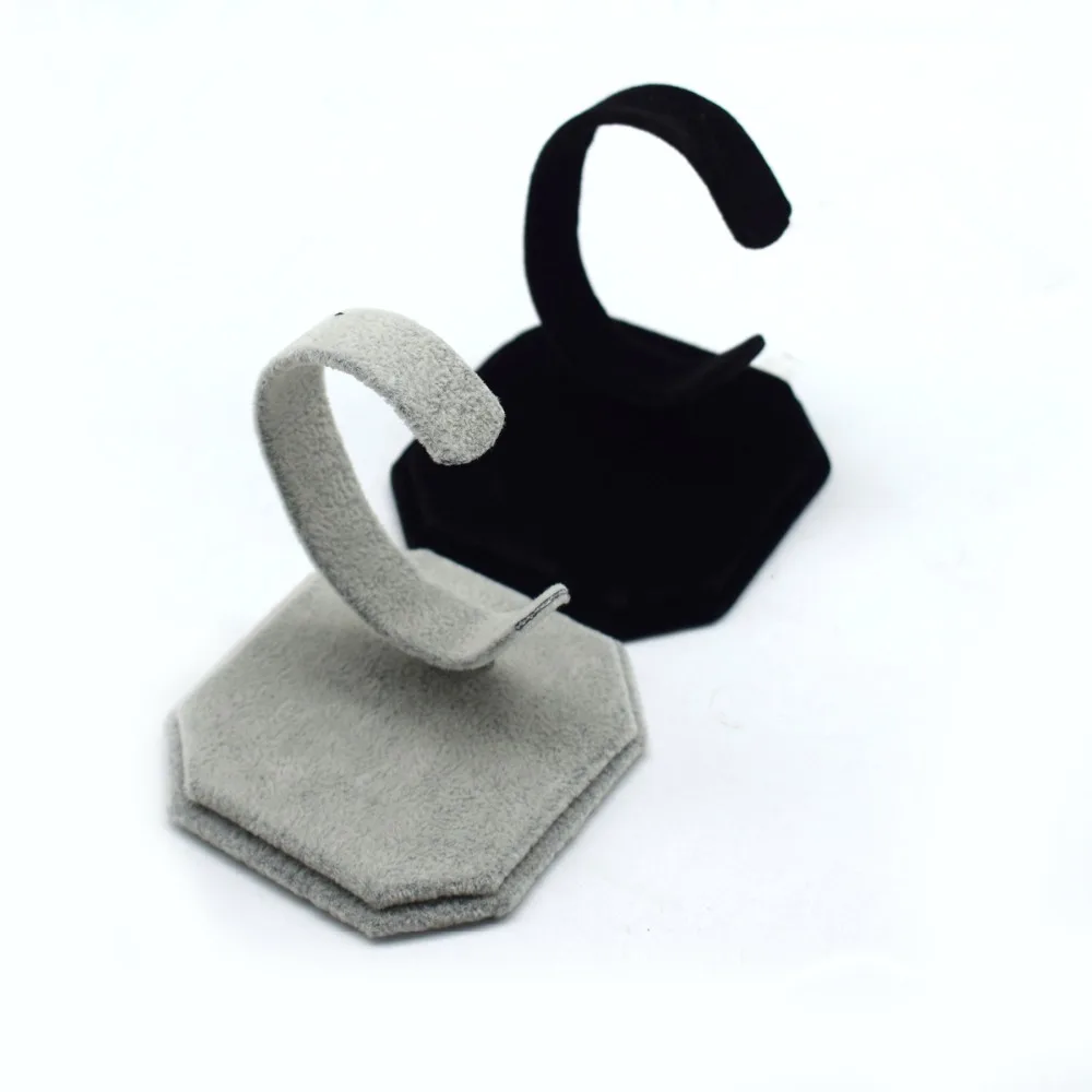 

5pcs Gray Black Velvet Bracelet Display Rack Stand C Type Design Watch Showcase