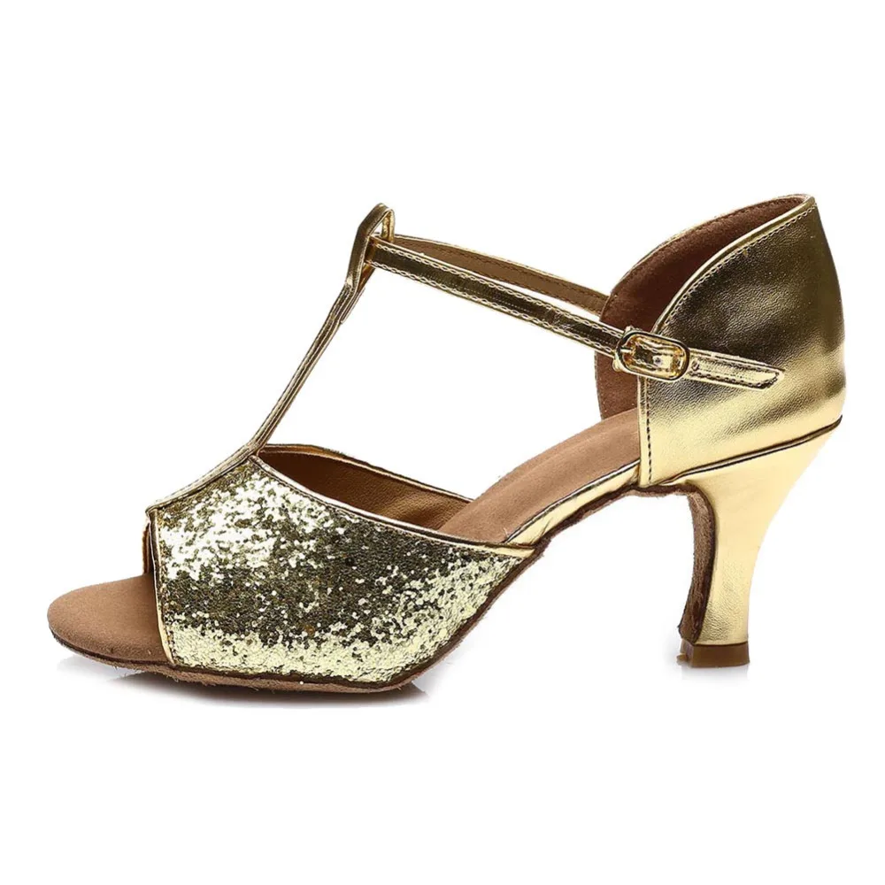 Женские туфли для бальных танцев серебристые золотистые красные с блестками 216 |