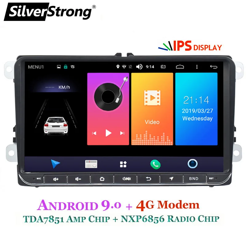 SilverStrong Android9.0 ips 4G модем автомобильный 2Din радио gps для VolksWagen Tiguan Golf MK6 MK5 опционально DSP TPMS DVR