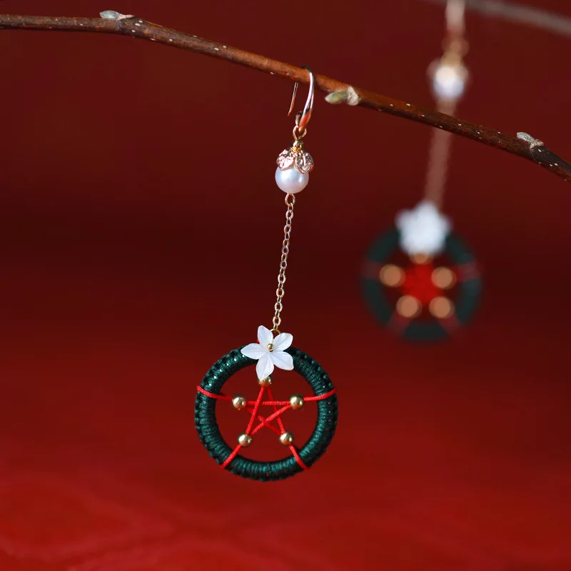 Новые женские серьги DIY с длинным плетением круг кулон уникальные винтажные