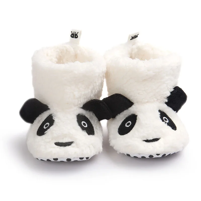 White panda Wonbo/зимние детские ботинки с милой пандой и животными; Теплая Флисовая обувь с хлопковой подкладкой; Детские ботиночки; ; обувь для малышей 0-1 - Цвет: White panda