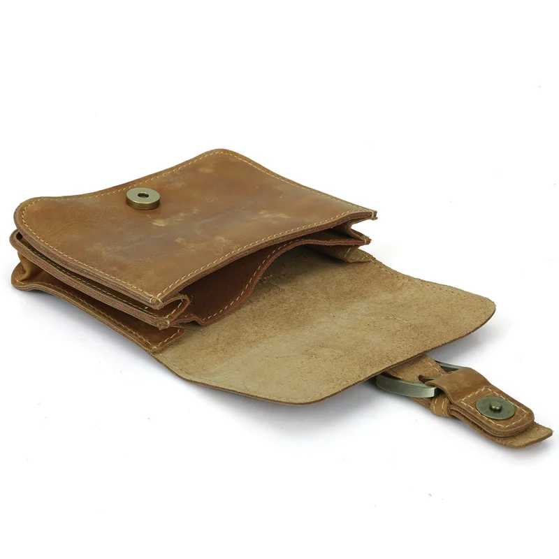 Мужская поясная сумка из натуральной воловьей кожи с пряжкой|leather waist packs|waist