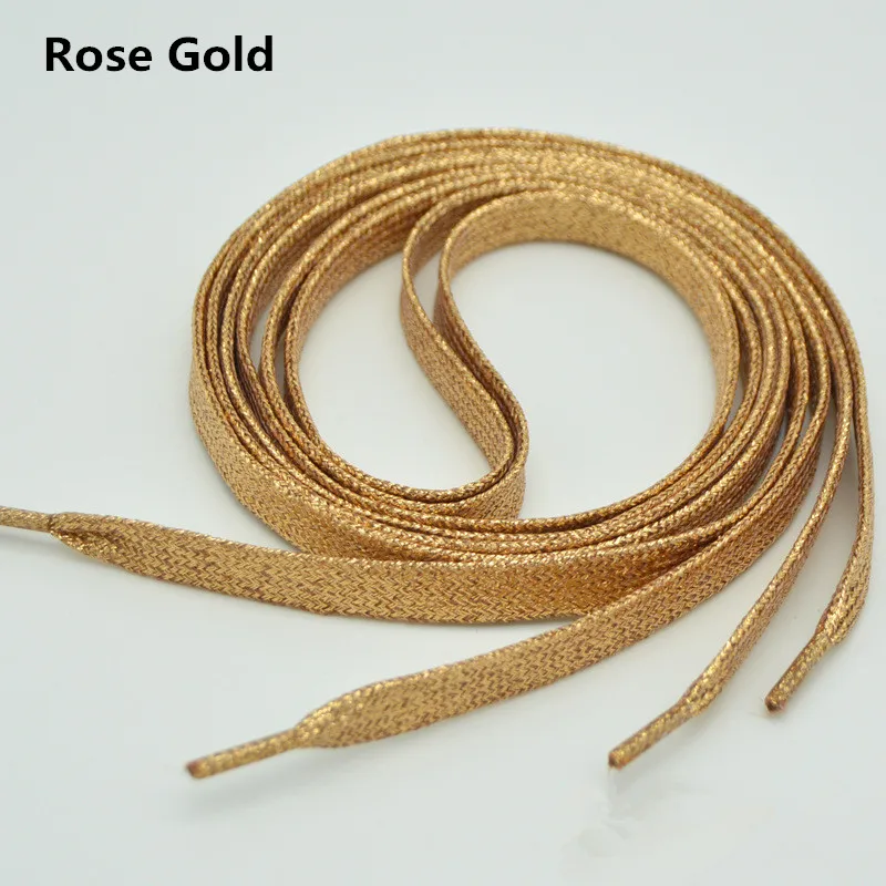 Rose gold Блестящие золотые и серебряные яркие шнурки 19 цветов 110 см кроссовки спортивная обувь шнурки - Цвет: Rose gold