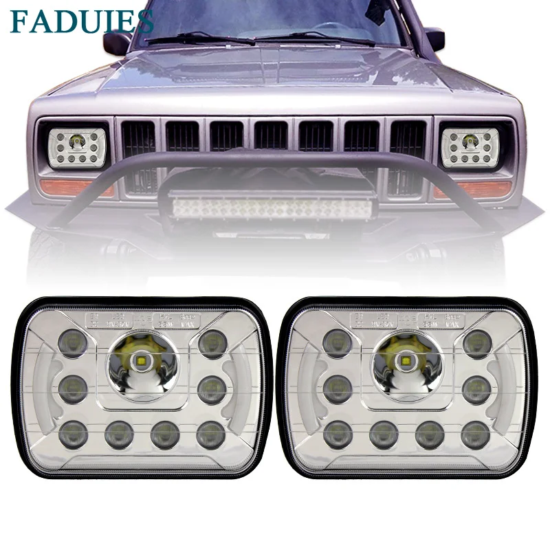 FADUIES Универсальный 5x7 7x6 дюймов 55 Вт светодиодный фары с DRL [Plug & Play] Низкий/высокий