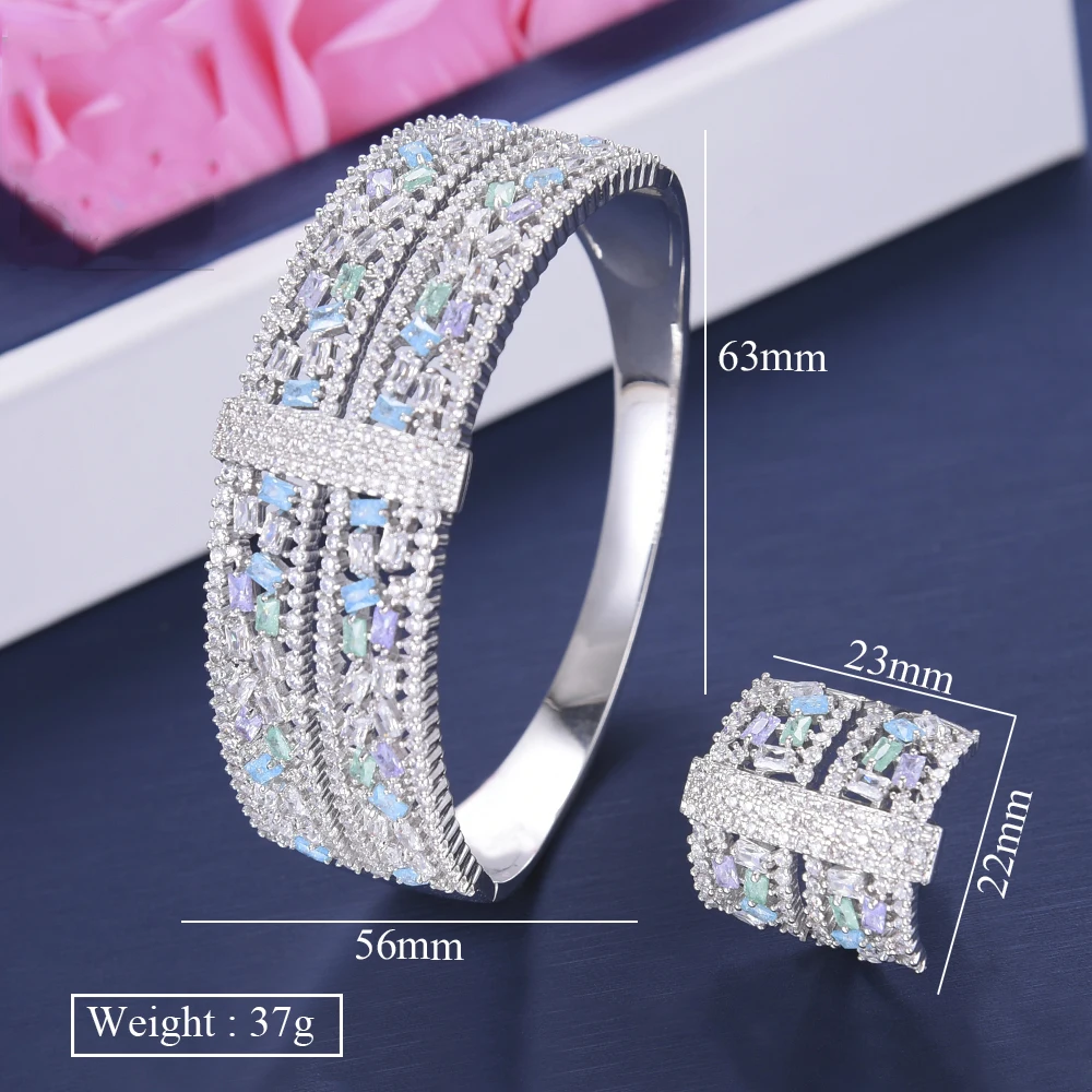 

missvikki 2020 New Shiny Romantic Women Bangle Ring Jewelry Set Handmade With Full Noble Opal CZ Jewelry for Ladies Popular Gift