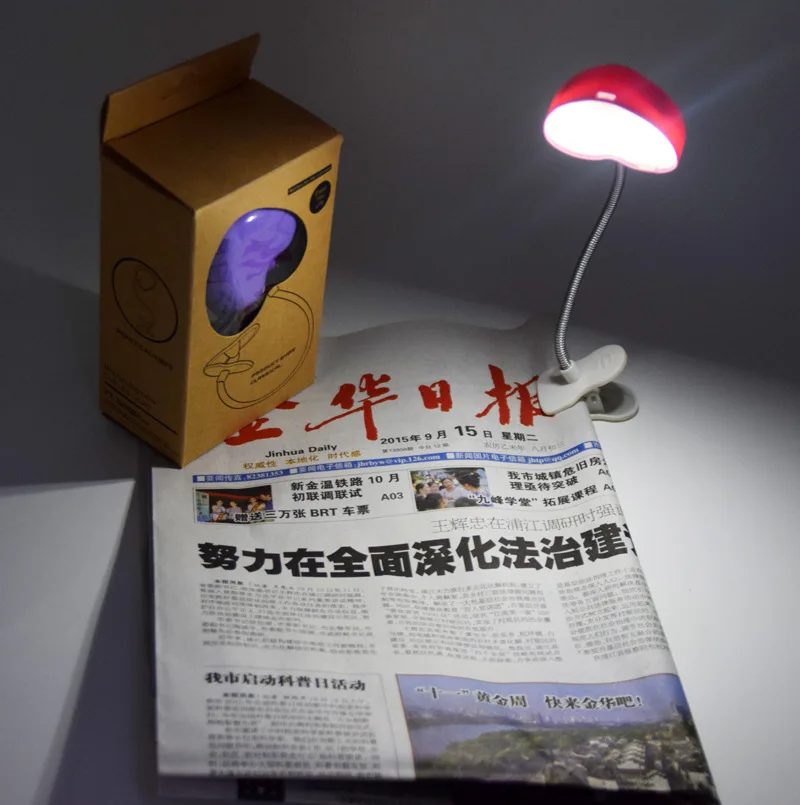 Мини изгиб Любовь клип лампа цвет Студент чтение LED зажим для глаз книга свет