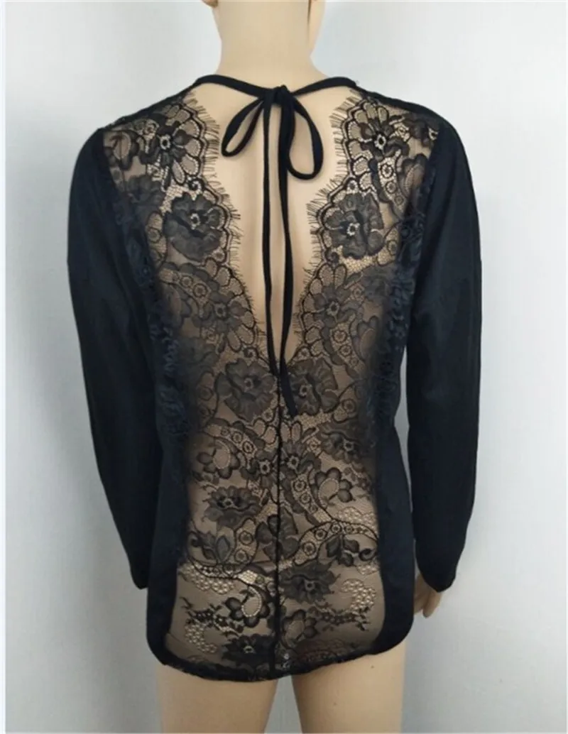 Женская Кружевная футболка с V-образным вырезом и открытой спиной | одежда