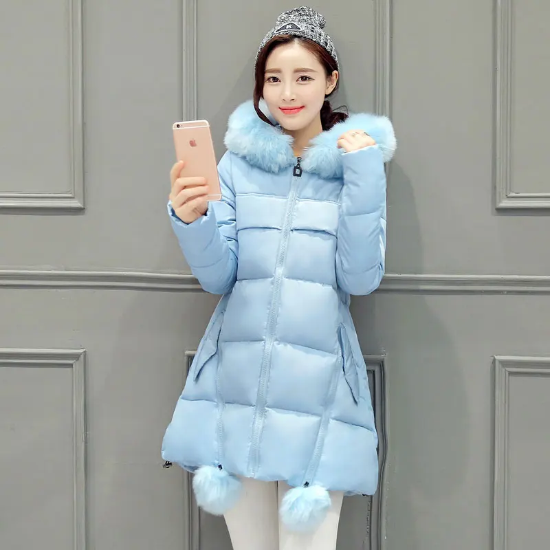 2018 зимнее пальто для девочек длинное уплотненное корейское с меховым воротником