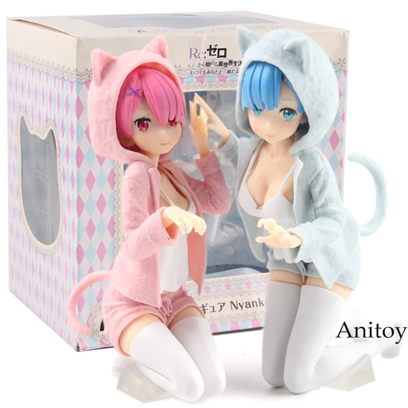B with box Re Zero фигурка Twin Ram и Rem Nyanko Mode Ver. ПВХ Rem Re Zero Рисунок Коллекционная модель игрушки 2 стиля - Цвет: B with box