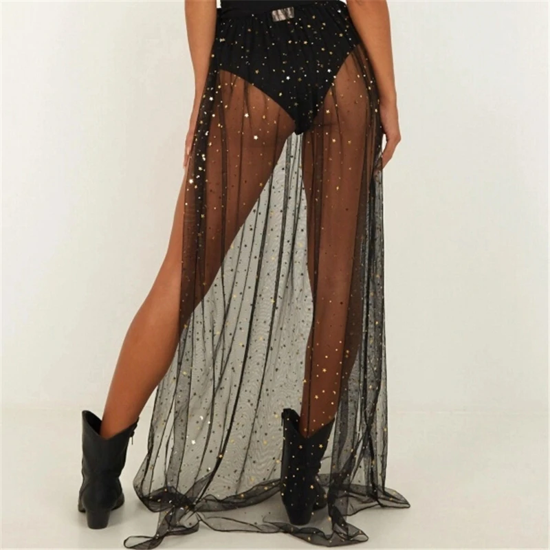 Женская пляжная юбка летняя с блестками для плавания бикини накидка