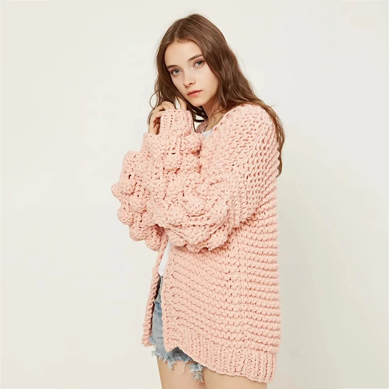 Lazy Chunkly Knit Cardigan Sweater Coat 2018 Autumn Winter Women Loosey Big Baggy Thick Warm Outerwear Ladies Sweat |