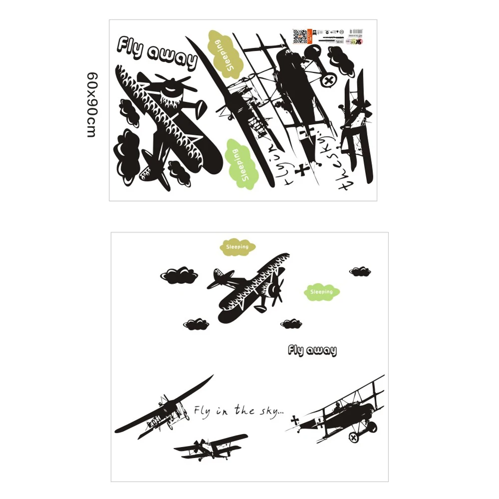 Съемные настенные наклейки с изображением летающих самолетов Art Decals Mural Wallpaper для домашнего украшения комнаты, самостоятельная наклейка Adesivo De Parede.