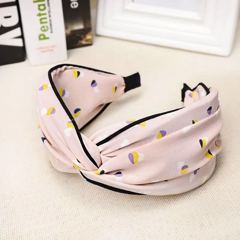 2019 Fashion New Women Print Hairband Headband Hair Hoop Wide Dot Cloth Bands Bezel Accessories |