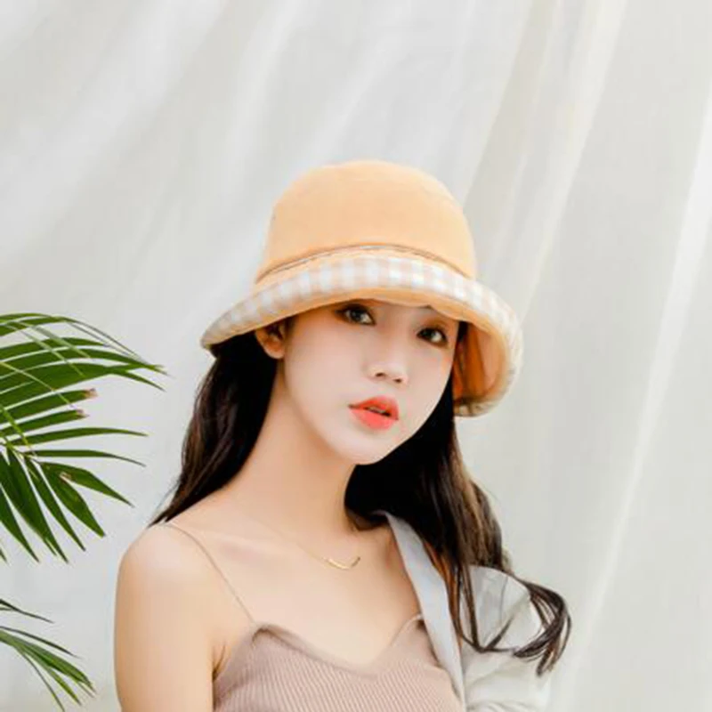 BINGYUANHAOXUAN, новинка, женские Панамы, летние хлопковые шляпы от солнца, купольный верх, лоскутные клетчатые Панамы