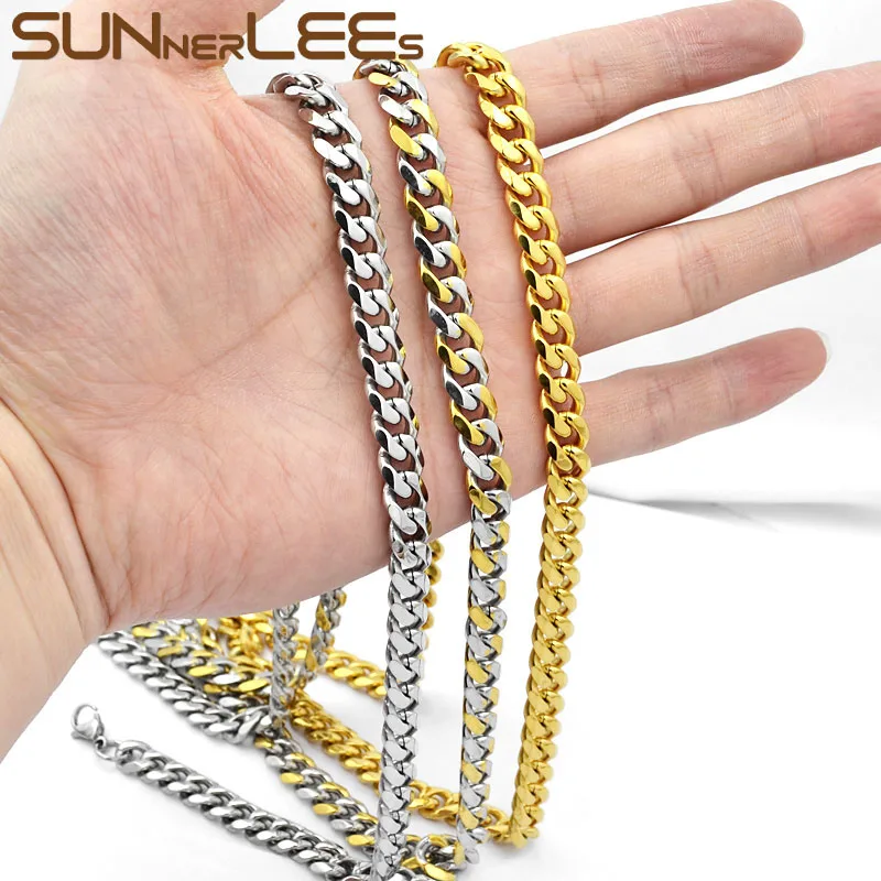 SUNNERLEES модные ювелирные изделия ожерелье из нержавеющей стали браслет набор 9 мм