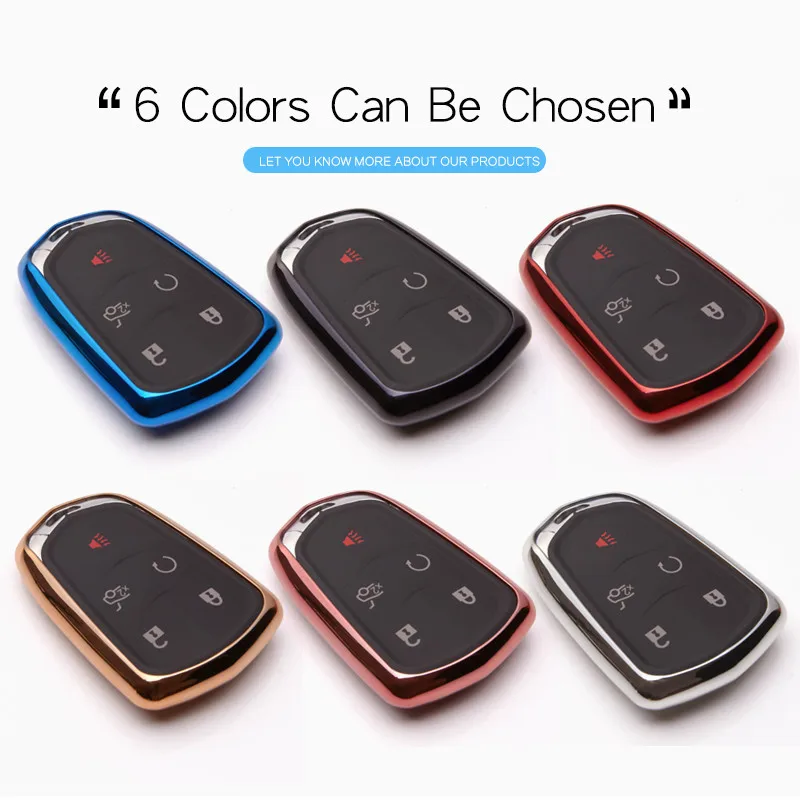 6 colors TPU Car Key Cover Case For Cadillac Escalade Cts Ats Xts SRX XT5 CT6 STS Ring Protection Fob Accessories | Автомобили и